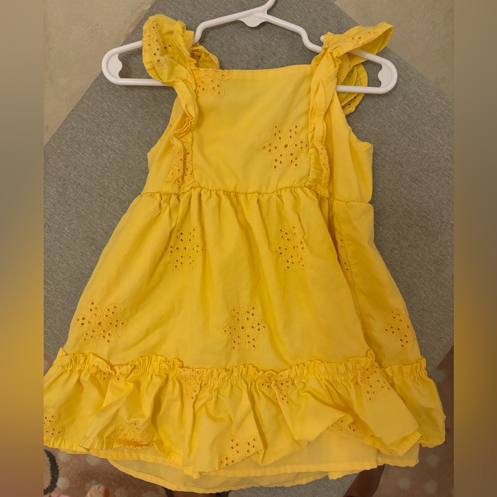 Yellow Eyelet Kids Dress